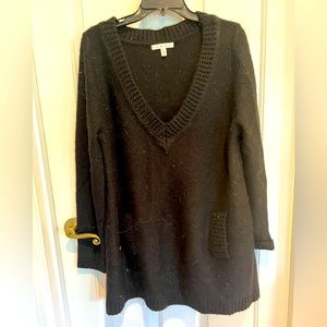 CAbi black V-neck tunic sweater.